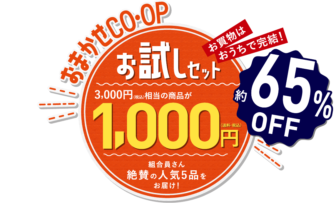 おまかせCOOPおためしセット〜人気の５品を1000円でお届け！